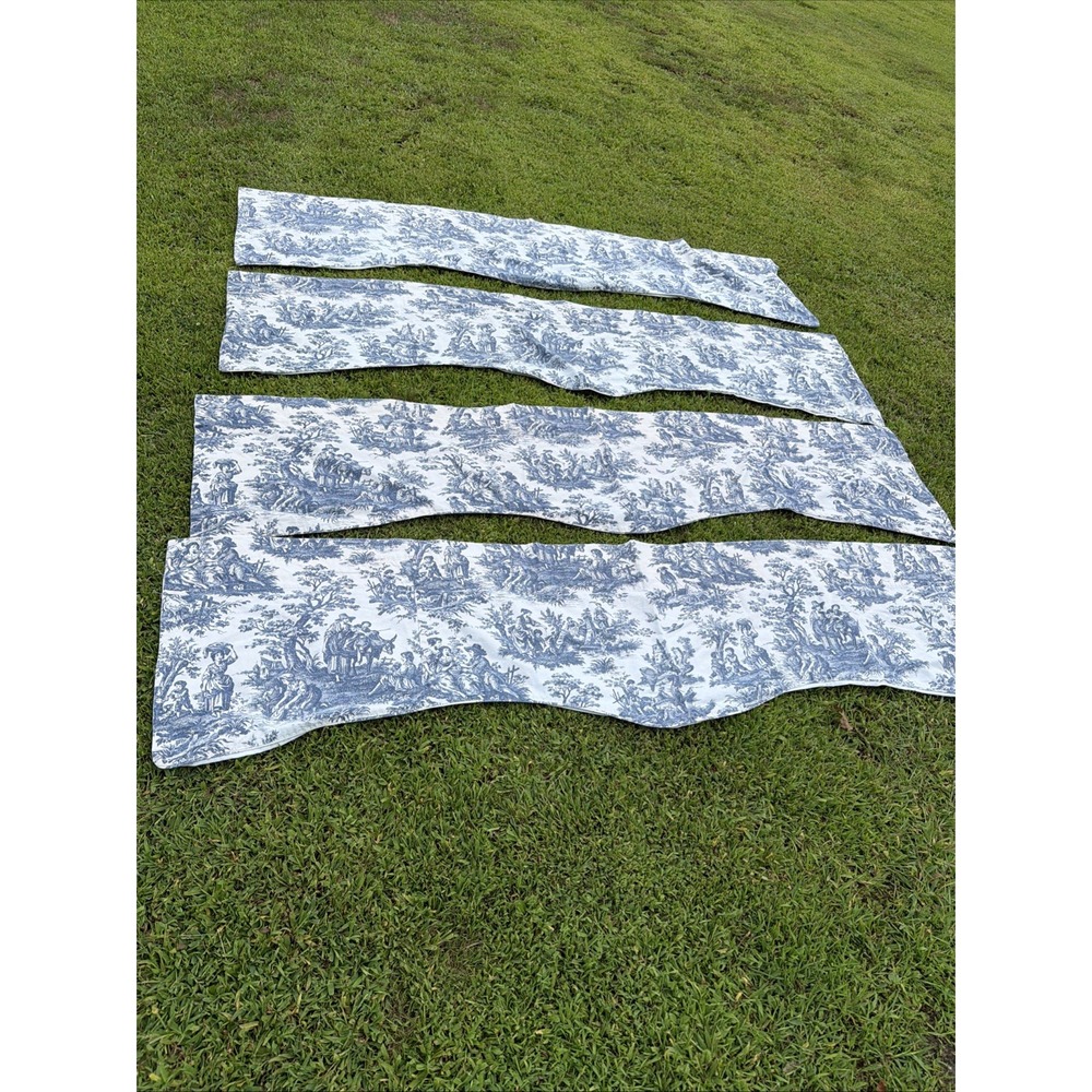 Waverly Classics Blue & cream Toile Window Curtain Valance 15"x78" Four Valances